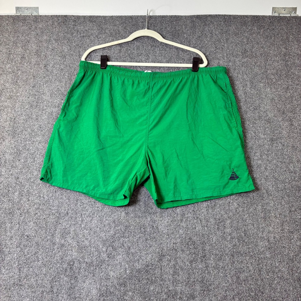 Vintage Sutter Grant Nylon Swim Trunks Shorts Elastic Waist Green 5"‎ inseam- L